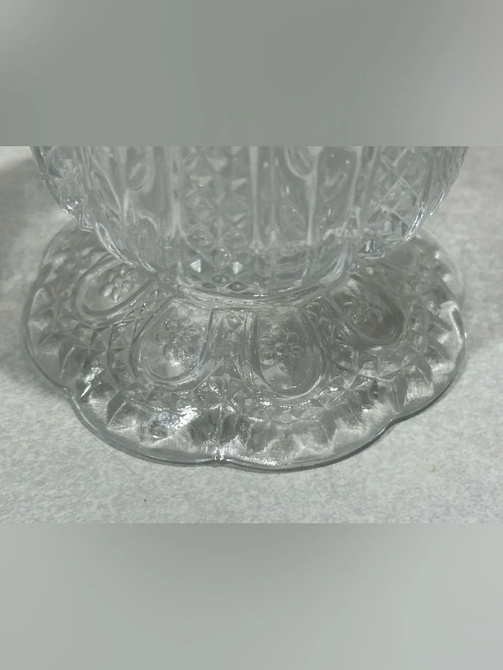 VTG Avon Fostoria Clear Pressed Glass Footed Vase/Candy Dish - 2 Piece Set